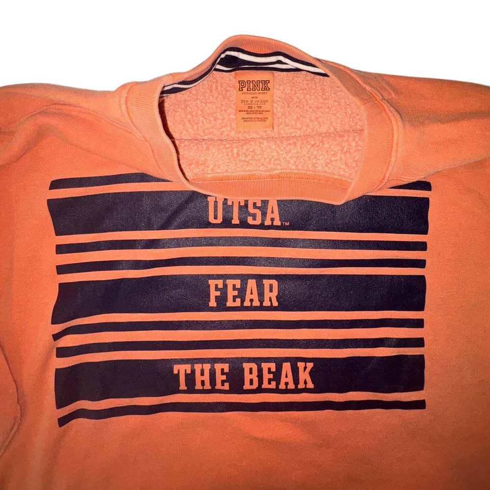 Pink Victoria's Secret UTSA Fear the Beak Orange Sweatshirt Women's Oversized XS - Picture 2 of 7